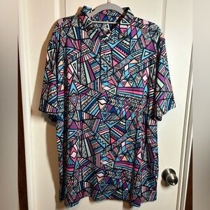 Deolax Geometric Patterned Men's Shirt - Size XXL EUC